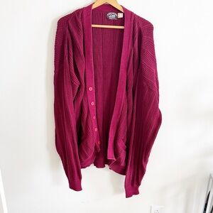 Vintage 90s Victoria dry goods 100% cotton chunky oversized maroon cardigan XL